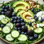 Fresh Blackberry Avocado Salad with arugula and vibrant ingredients
