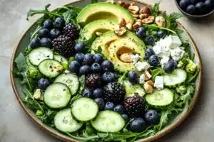Fresh Blackberry Avocado Salad with arugula and vibrant ingredients