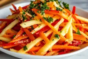Carrot Apple Salad with fresh carrots and sliced apples in a bowl