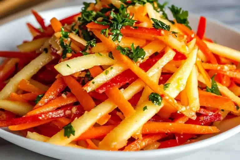 Carrot Apple Salad with fresh carrots and sliced apples in a bowl
