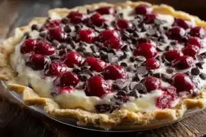 Delicious Cherry Chocolate Chip Pie with cherries and chocolate chips