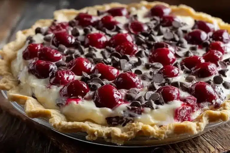 Delicious Cherry Chocolate Chip Pie with cherries and chocolate chips