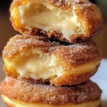Churro Cheesecake Donut Cookies decorated with cinnamon sugar and cheesecake filling