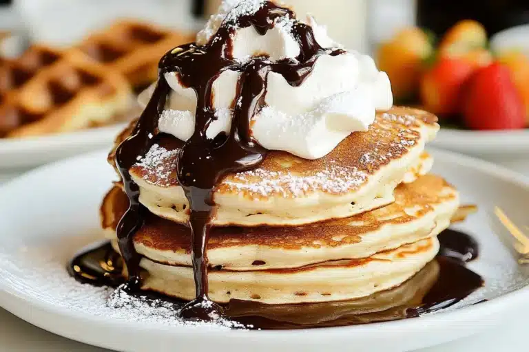 Delicious churro pancakes topped with cinnamon and sugar
