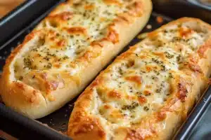 Homemade Copycat Subway Italian Herb Cheese Bread loaf fresh out of the oven