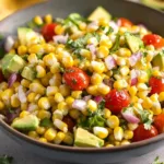 Fresh Corn and Avocado Salad with vibrant vegetables and herbs