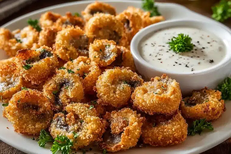 Crispy ranch air fryer mushrooms served as a tasty appetizer