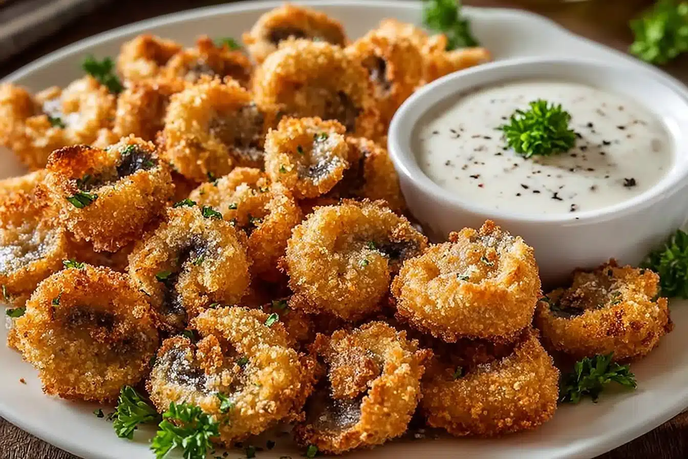 Crispy ranch air fryer mushrooms served as a tasty appetizer