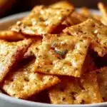 Plate of homemade easy Alabama Firecracker Crackers ready to serve