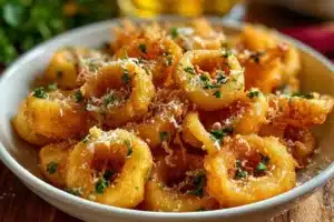 Crispy fried tortellini served with marinara sauce