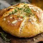 Homemade Garlic Parmesan Bread with herbs, ready to enjoy.