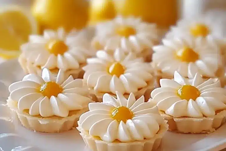 Delicious lemon tartlets served with fresh lemon slices on top.