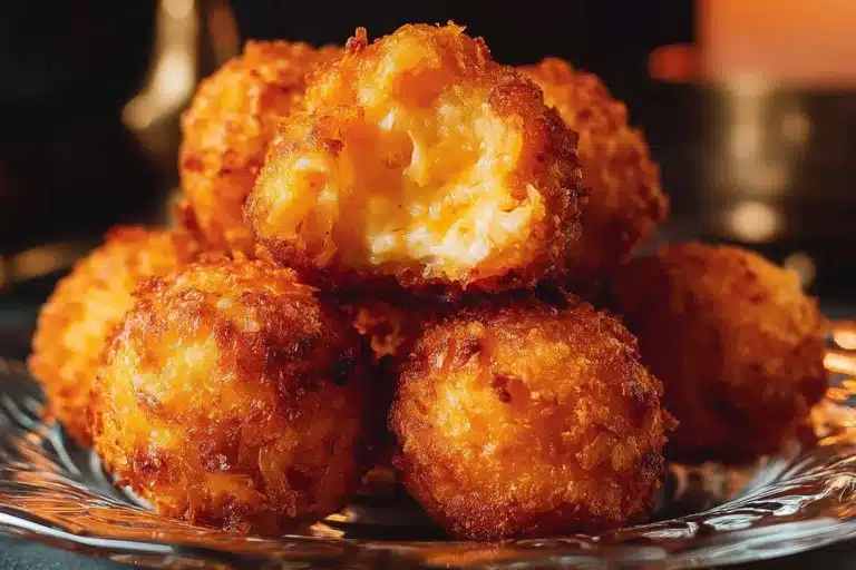 Delicious Mashed Potato Cheese Puffs served on a plate