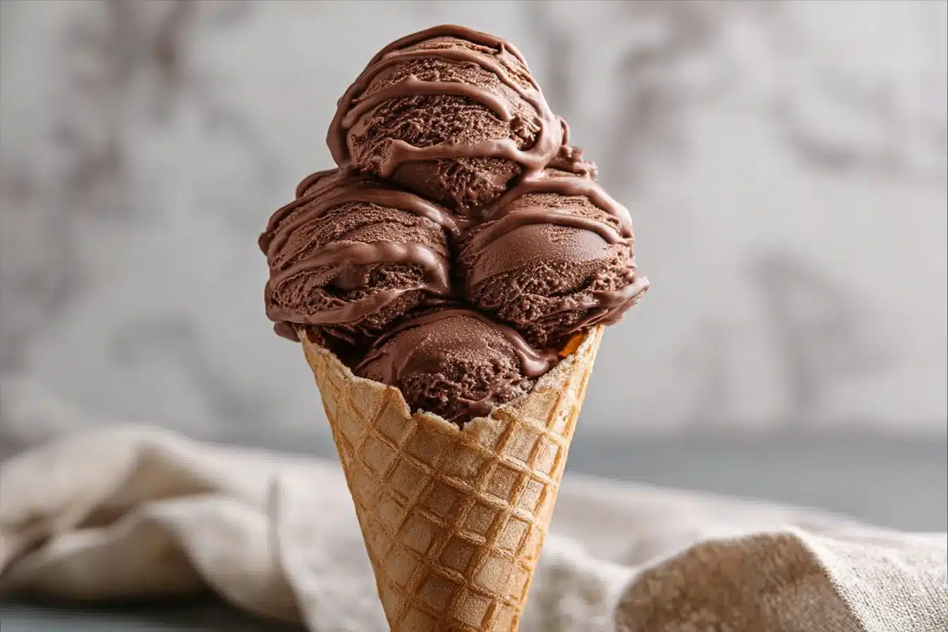 Delicious bowl of Ninja Creami chocolate ice cream with toppings