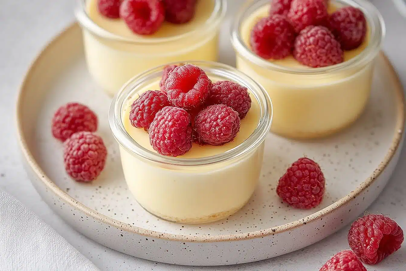 No-Bake Greek Yogurt Jello Cheesecake topped with colorful fruit garnish