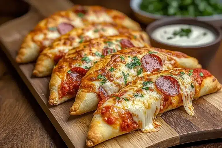 Deliciously baked Pepperoni Calzone with pepperoni and cheese filling