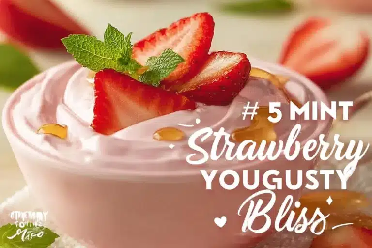 Delicious homemade strawberry frozen yogurt topped with fresh strawberries