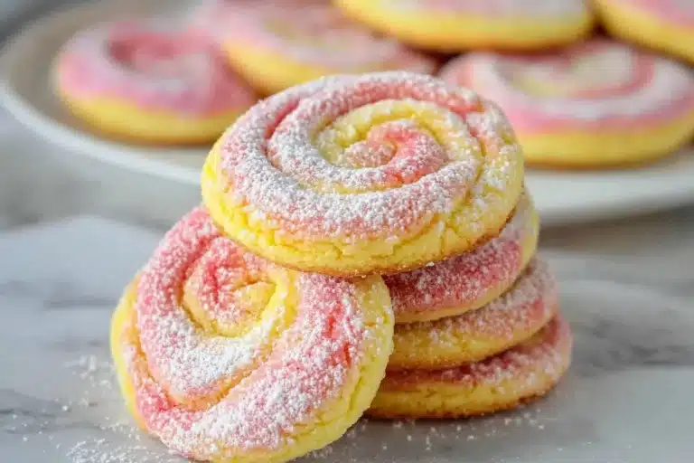 Fresh Strawberry Lemonade Cookies with bright pink icing and lemon zest