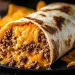 Stuffed Taco Bell Beef Burrito with rich flavors and fresh ingredients