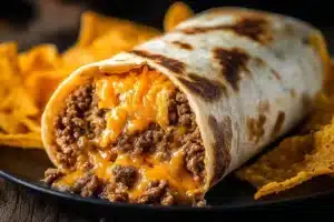 Stuffed Taco Bell Beef Burrito with rich flavors and fresh ingredients