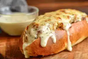 Delicious White BBQ Chicken Subs served with fresh ingredients