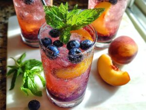 Blueberry Peach Vodka Spritzer