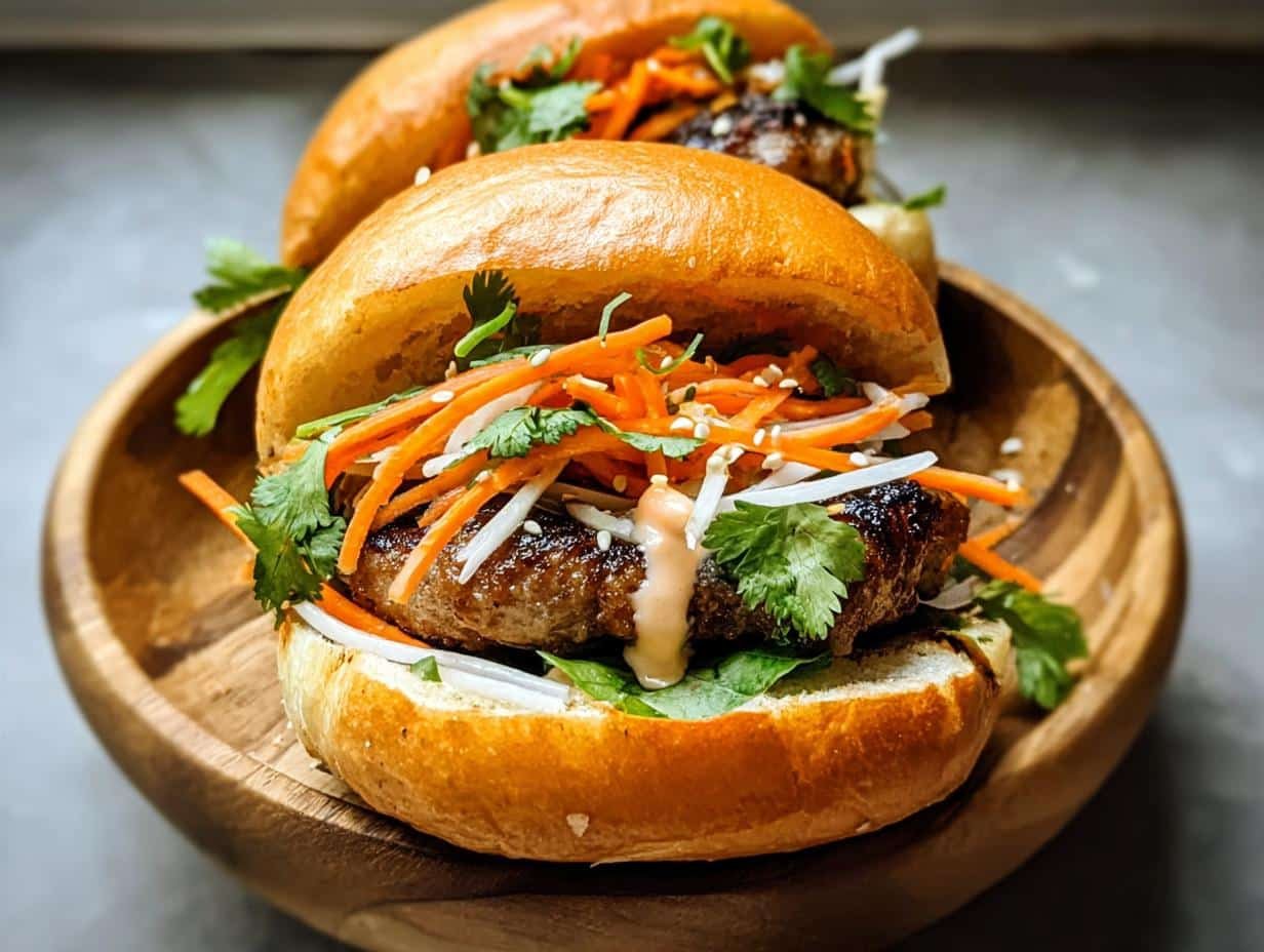 Pork Banh Burger: 1 Amazing Fusion Delight - Pork Banh Burger - additional detail