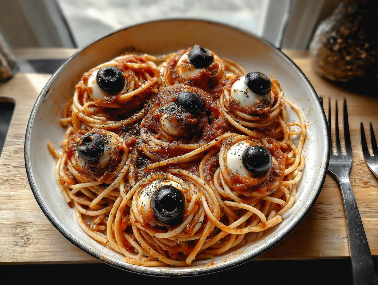 Amazing Spooky Spaghetti Eyeballs - Spooky Spaghetti Eyeballs - additional detail