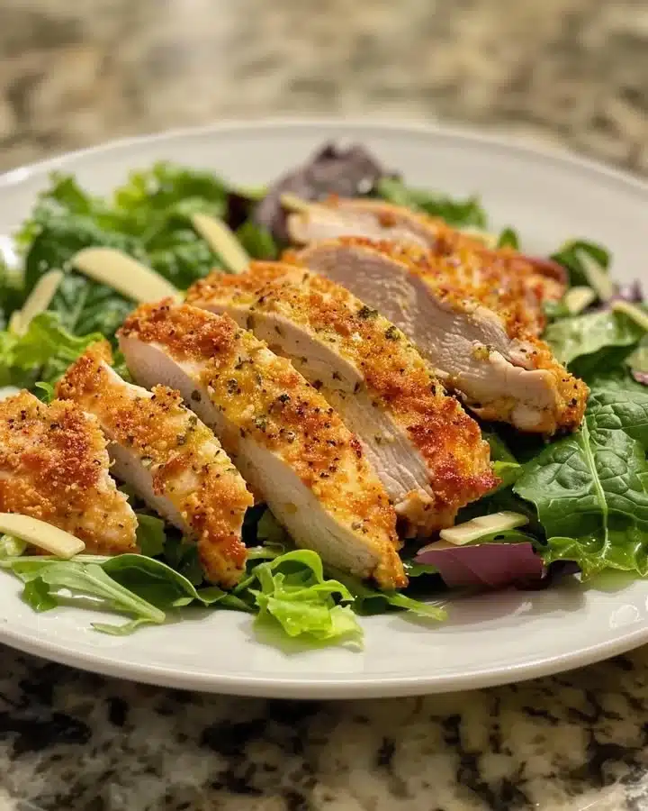 Delicious chicken salad in a bowl with fresh vegetables