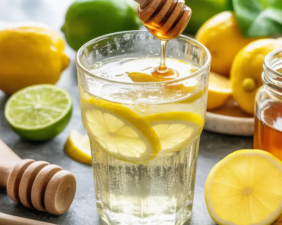 Natural Mounjaro recipe ingredients: apple cider vinegar, lemon, ginger, and honey.