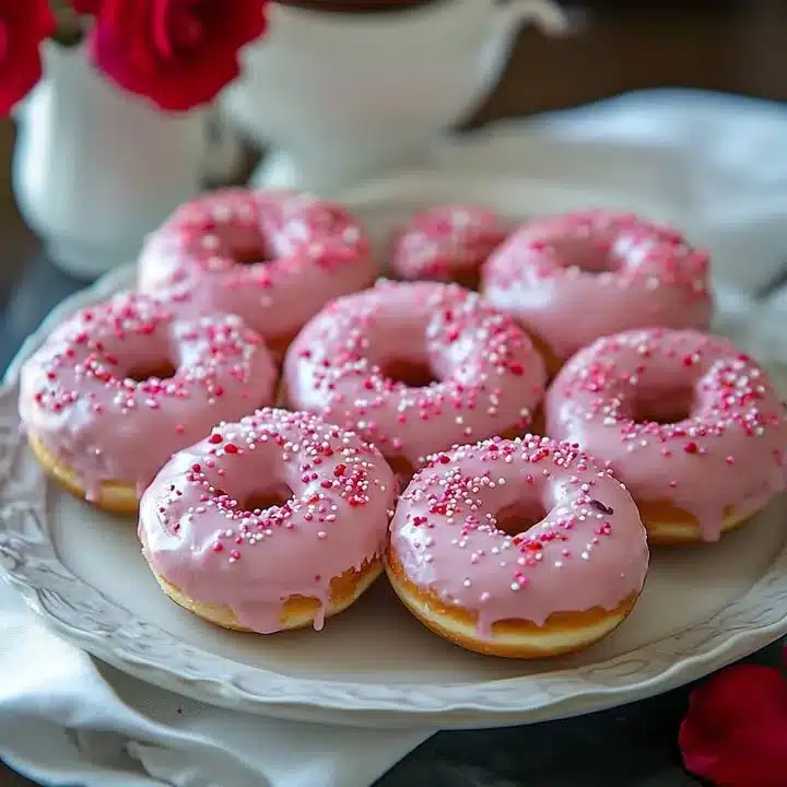 Delicious mochi donut topped with colorful sprinkles