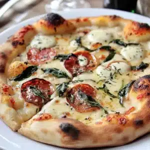 Delicious homemade pizza recipe topped with fresh ingredients