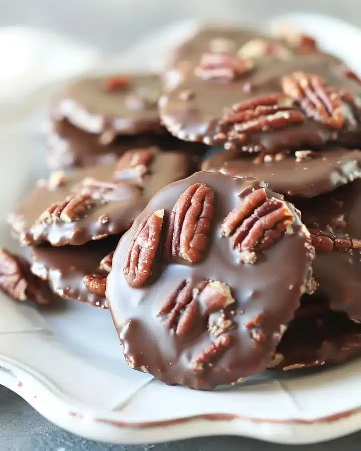 Homemade Turtle Candy with Pecans and Chocolate