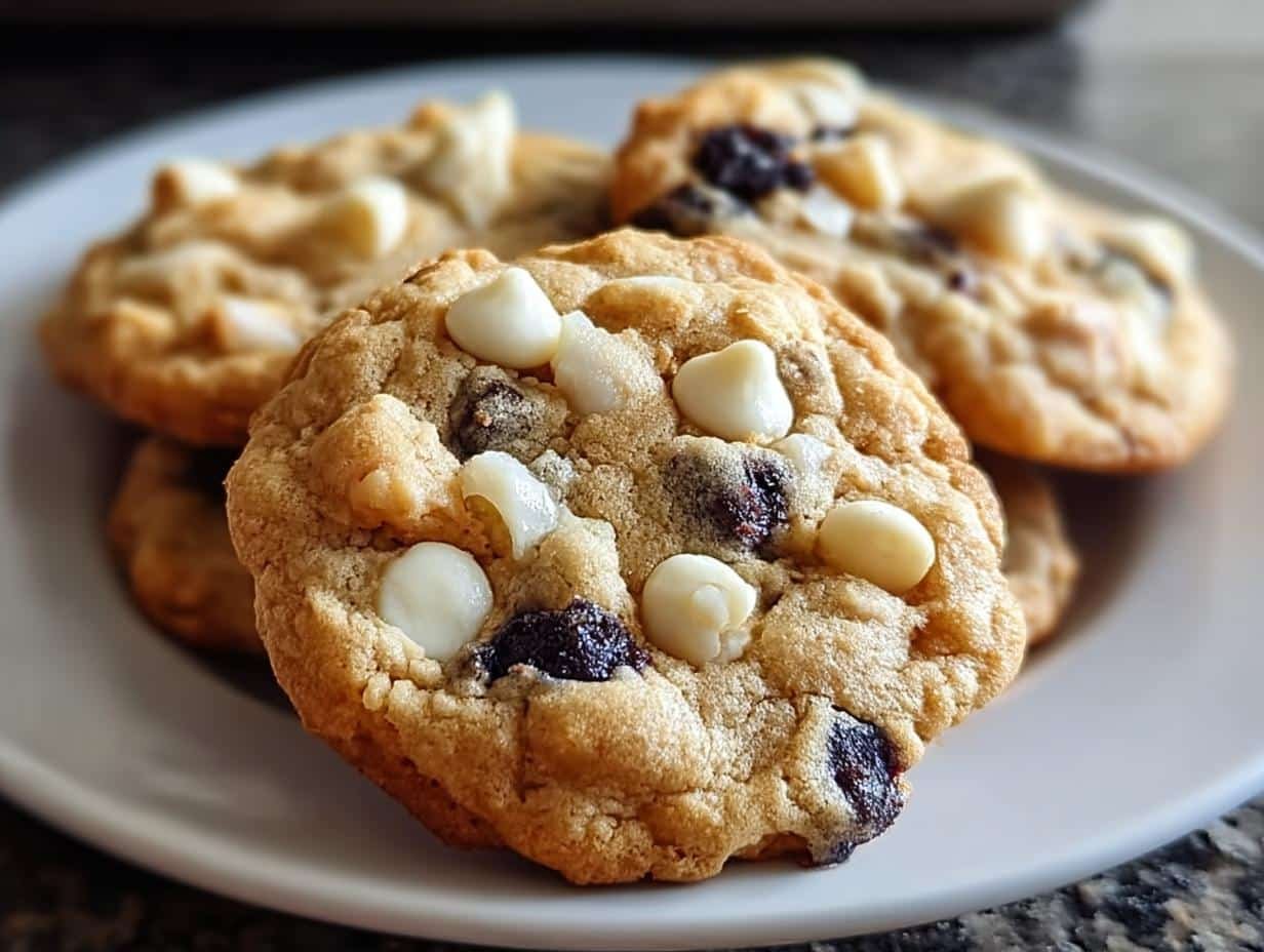 Bakery Style Blueberry White Chocolate Chip Cookies - close-up of delicious cookies