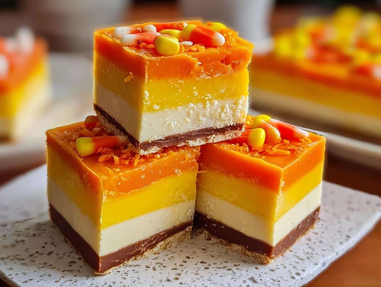 Melt Away Holiday Stress: 16 Candy Corn Fudge Squares - Candy Corn Fudge - main visual representation
