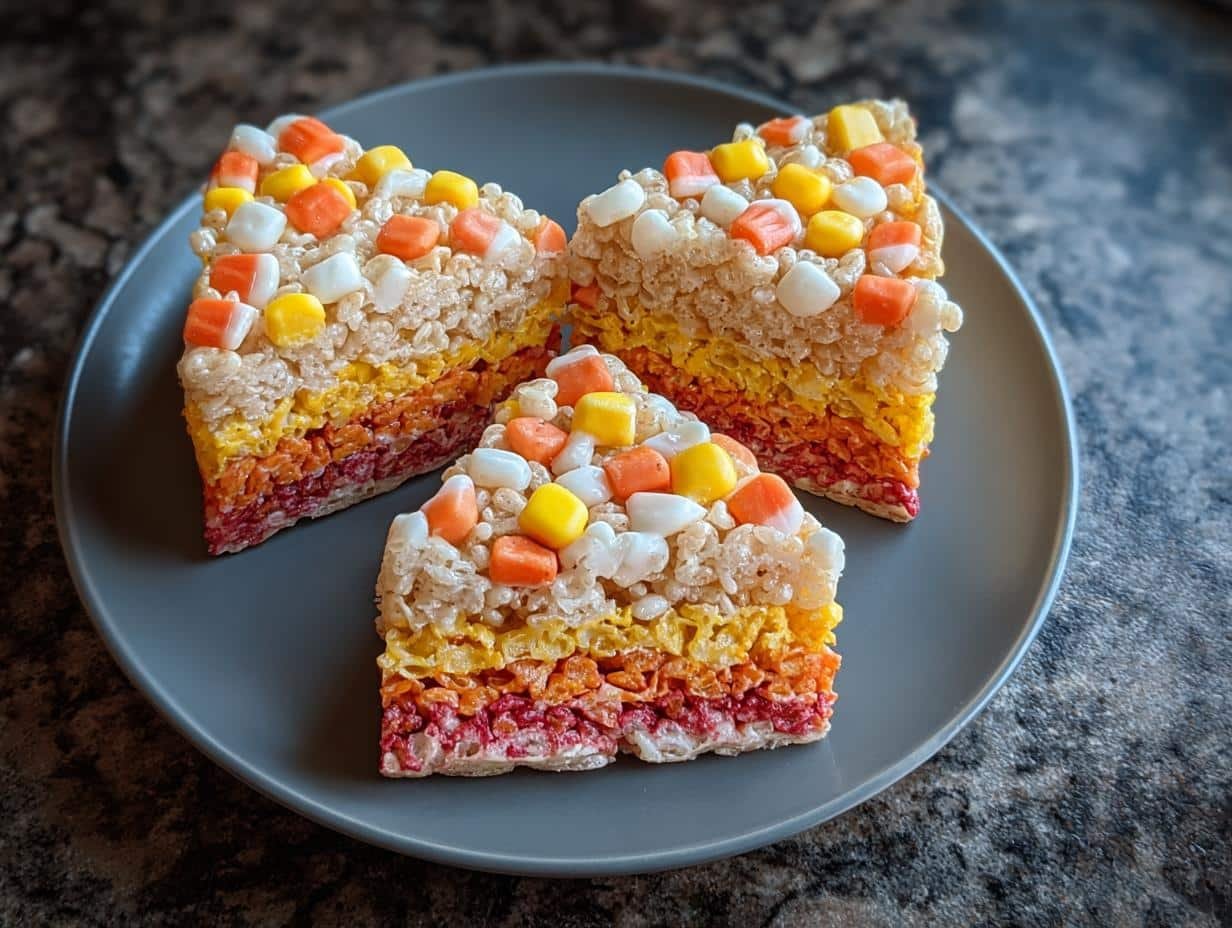 Candy Corn Rice Krispies: 3 Easy Halloween Treats - Candy Corn Rice Krispies - additional detail
