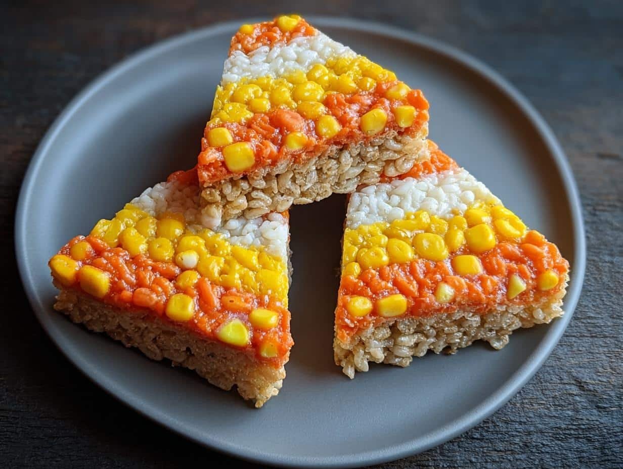 Candy Corn Rice Krispies: 3 Easy Halloween Treats - Candy Corn Rice Krispies - additional detail