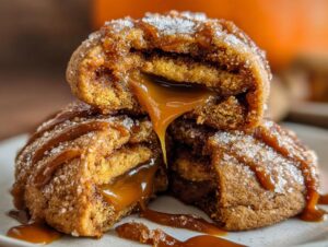 Caramel Stuffed Pumpkin Cookies