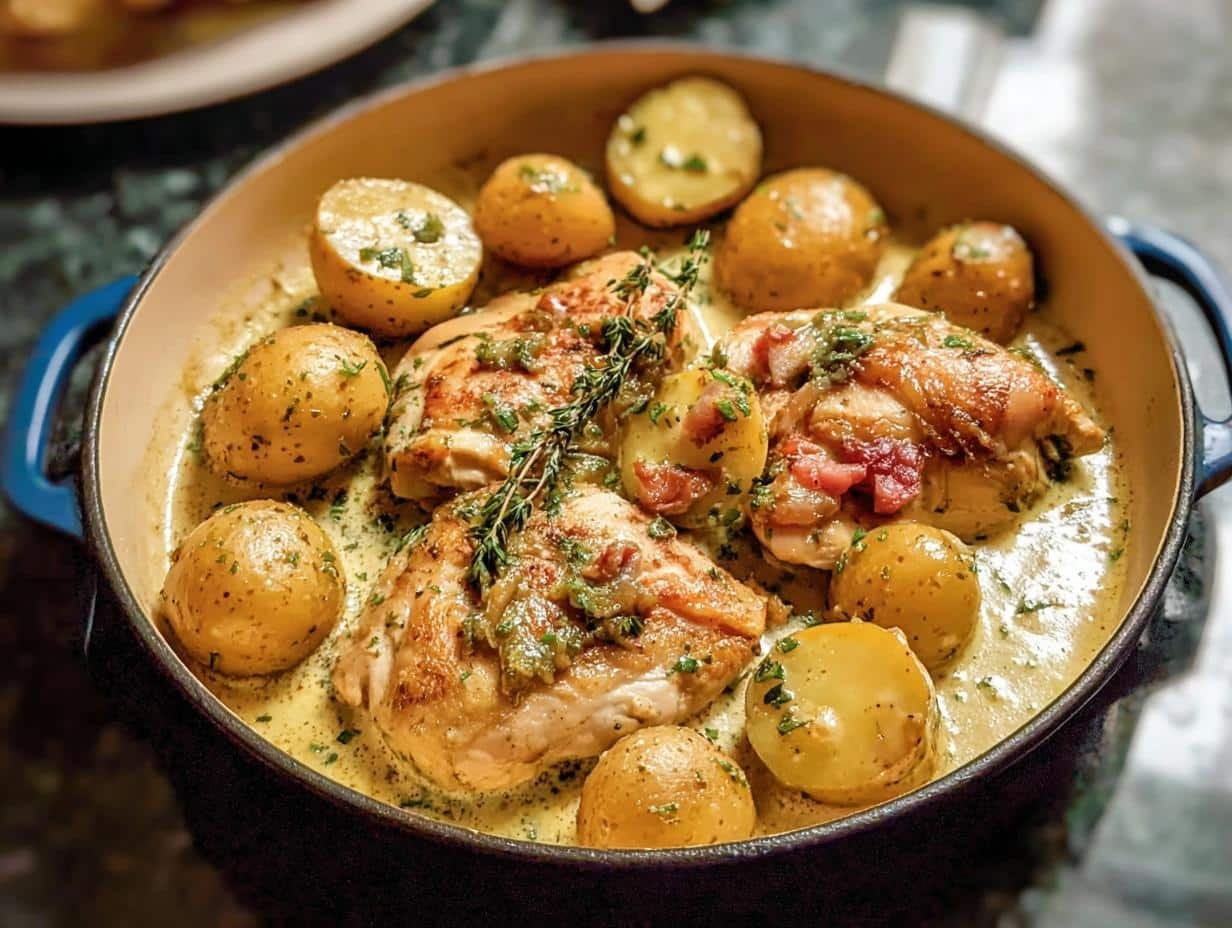 Chicken Potatoes Dijon Cream