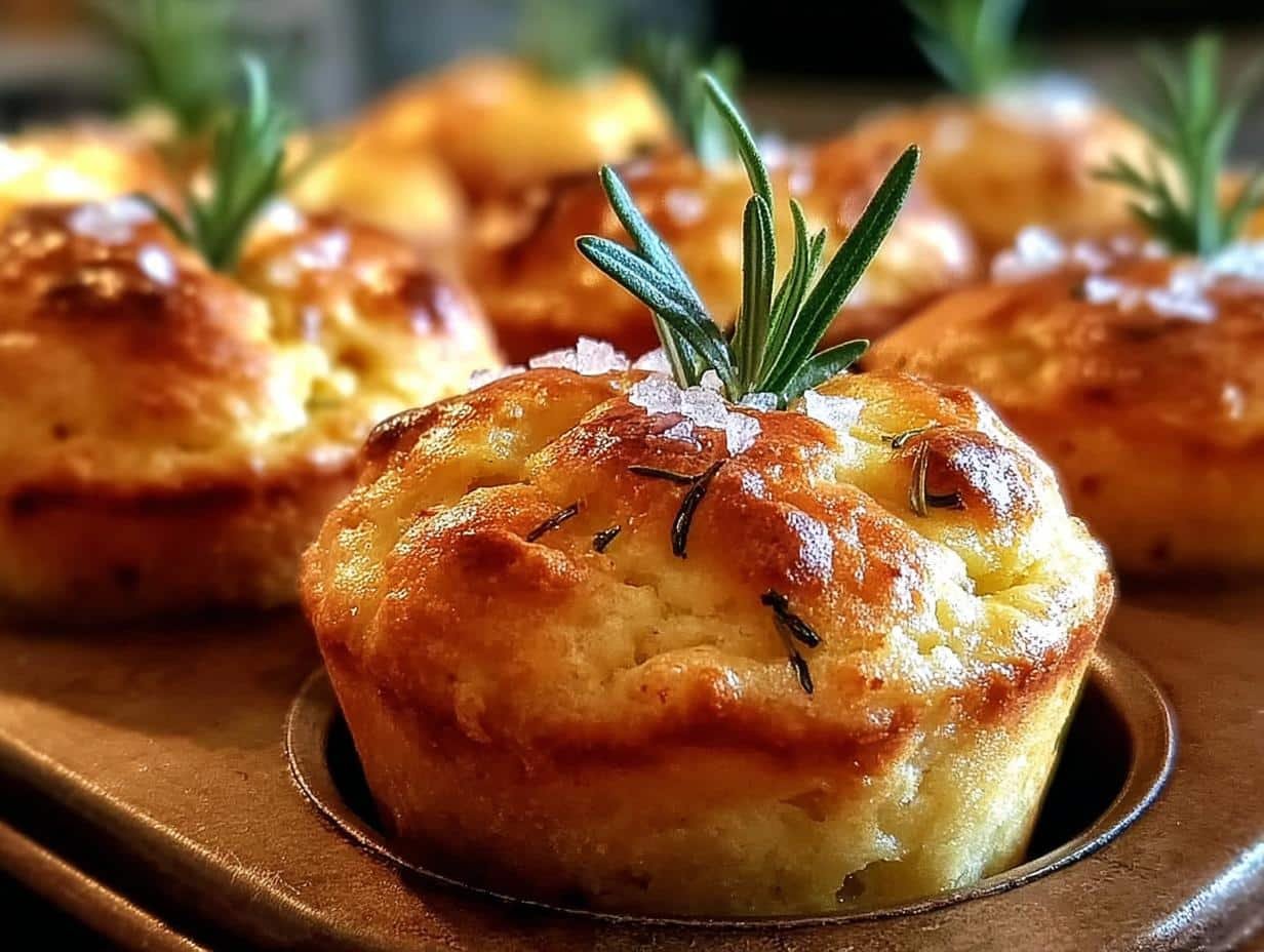 Garlic Rosemary Focaccia Muffins