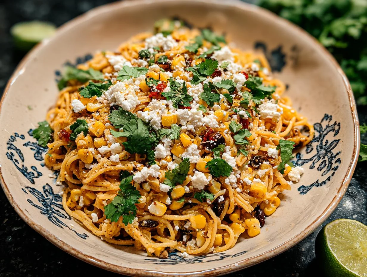 Amazing Mexican Street Corn Pasta: 15 Min Prep - Mexican Street Corn Pasta - main visual representation