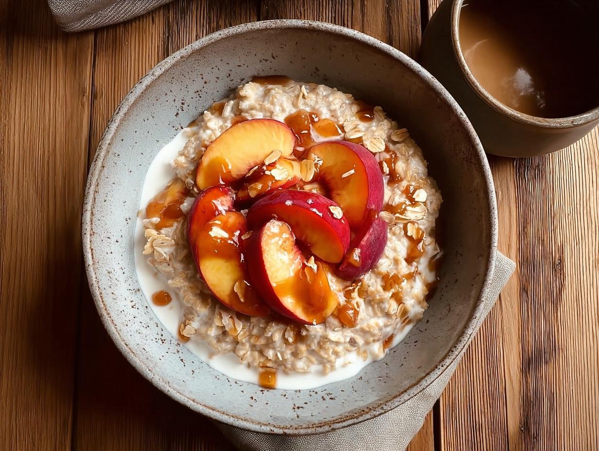 Nourishing Peach Oatmeal: 1 Divine Breakfast - Nourishing Creamy Peach Oatmeal - main visual representation