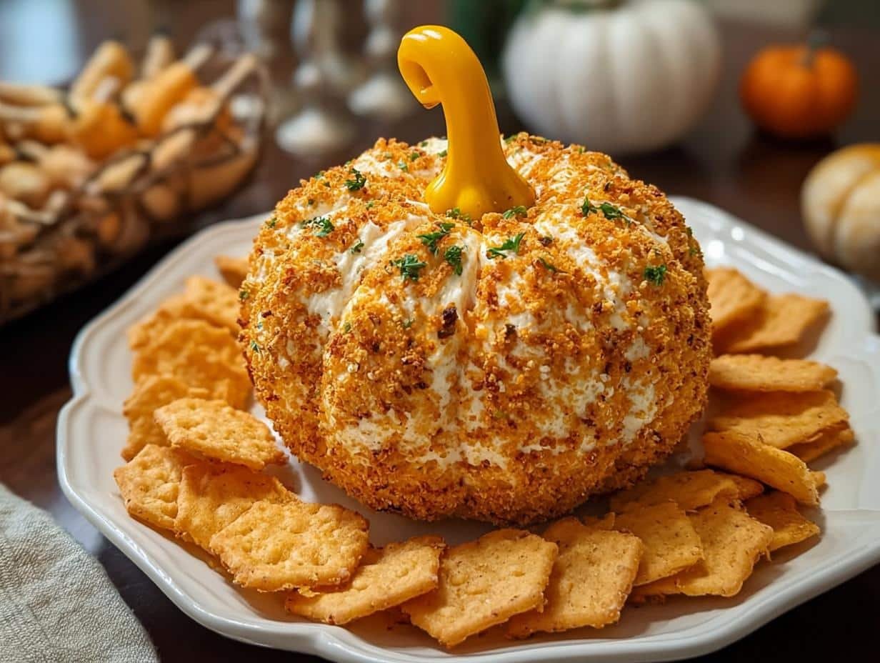 Pumpkin Shaped Cheese Ball: Magical Fall Favor - Pumpkin Shaped Cheese Bal - additional detail