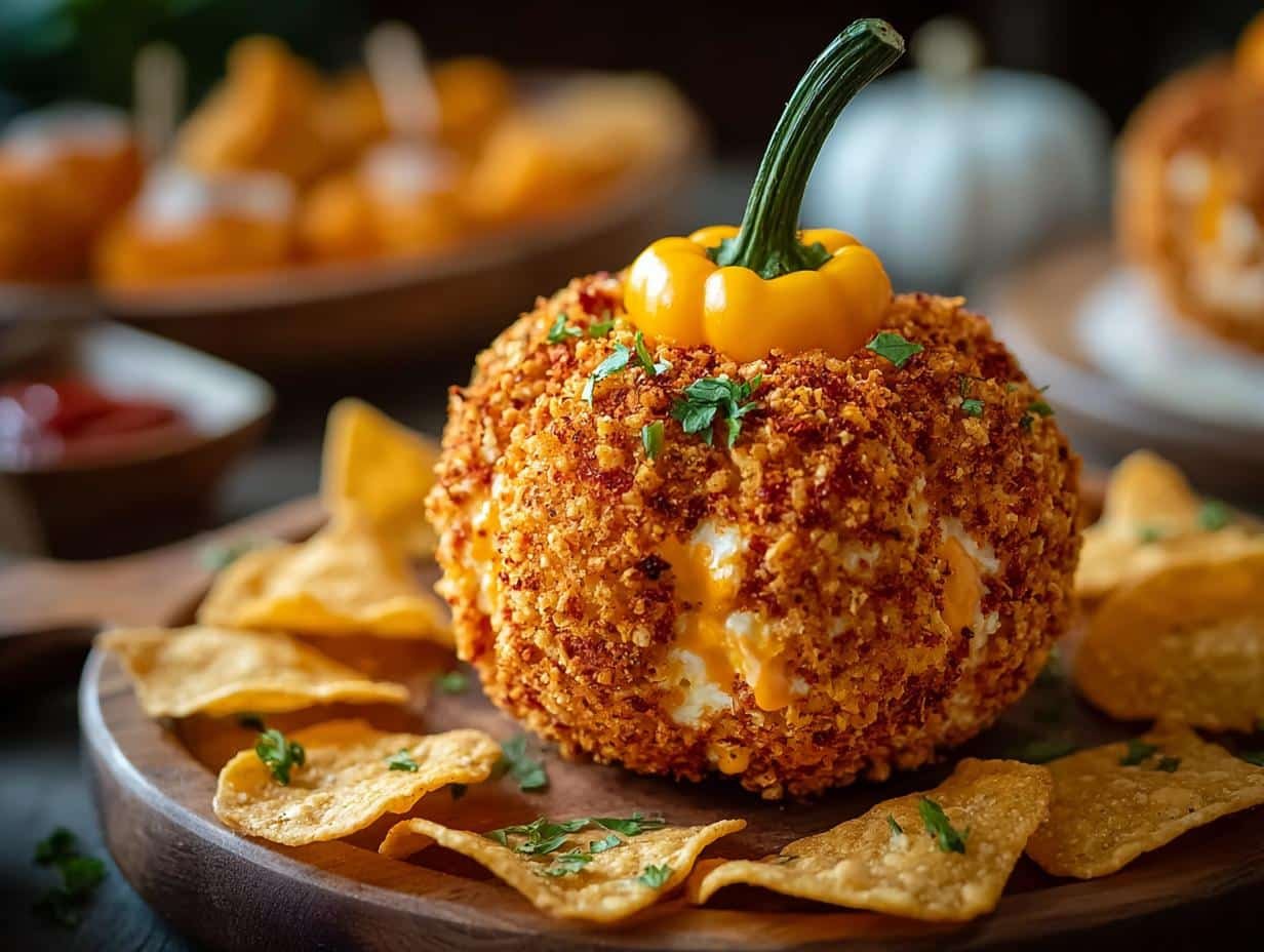 Pumpkin Shaped Cheese Ball: Magical Fall Favor - Pumpkin Shaped Cheese Bal - additional detail