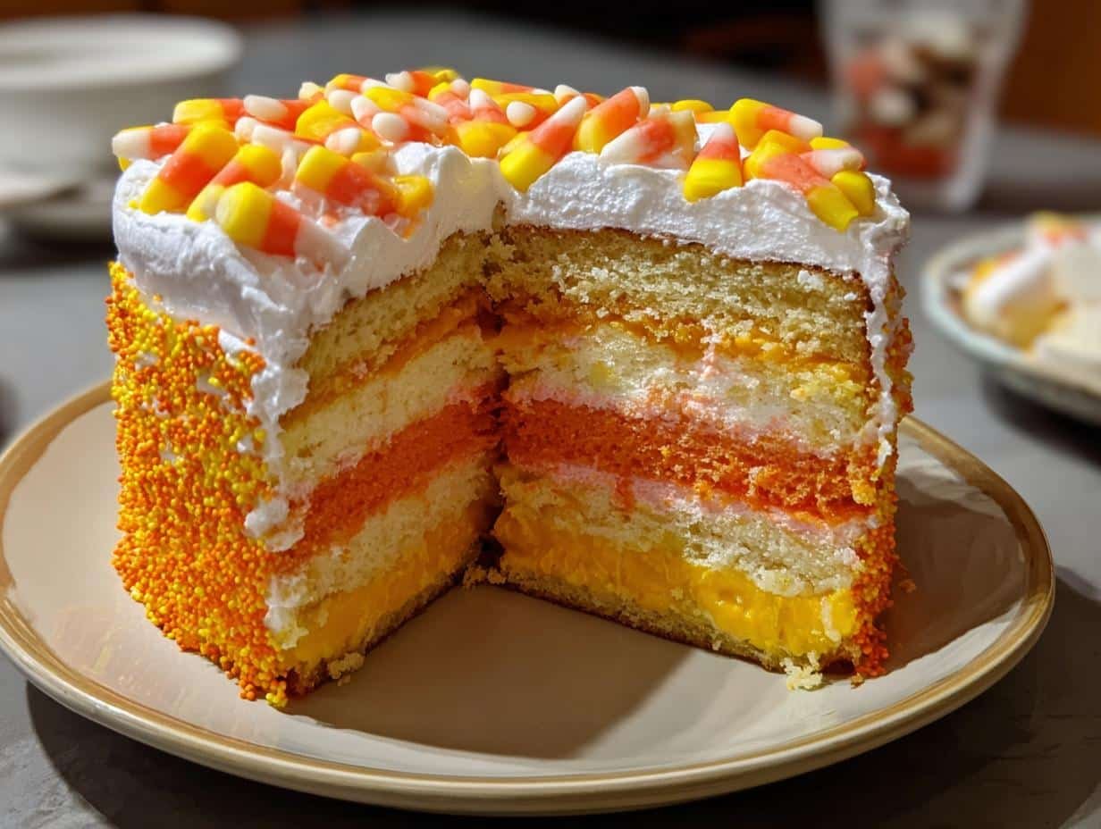 Stuffed Candy Corn Pinata Cake: Perfect Fall Treat - Stuffed Candy Corn Pinata - main visual representation