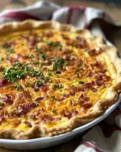 Bacon and Cheese Quiche 8 Delicious Bacon and Cheese Quiche served on a plate, perfect for brunch.