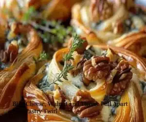 Blue Cheese, Walnut and Thyme Pull Apart Pastry Twirl ready to serve.