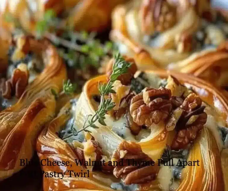 Blue Cheese, Walnut and Thyme Pull Apart Pastry Twirl ready to serve.