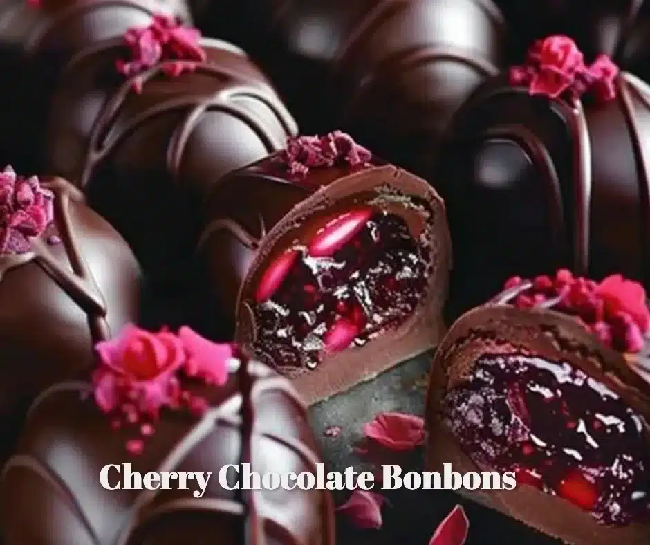 Delicious Cherry Chocolate Bonbons arranged beautifully on a plate