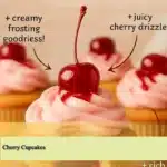 Delicious homemade cherry cupcakes topped with fresh cherries and frosting